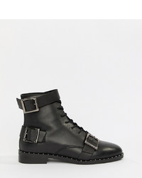 ASOS DESIGN Wide Fit Arabelle Leather Lace Up Boots Leather