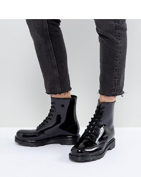 ASOS DESIGN Wide Fit Global Lace Up Rain Boots