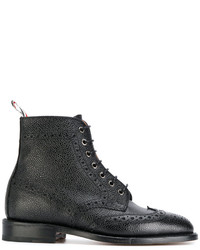 Thom Browne Wingtip Boot With Leather Sole In Pebble Grain