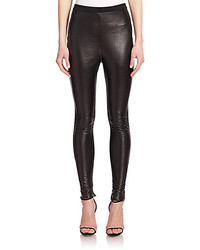 Calvin Klein Collection Teddy Leather Knit Leggings