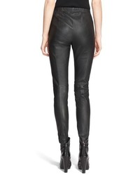 St. John Collection Crop Nappa Leather Leggings