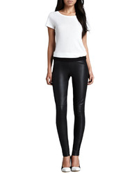 Neiman Marcus Cusp By Leather Front Ponte Leggings