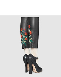 Gucci Embroidered Leather Legging