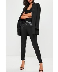 Missguided Harness Detail Faux Leather Leggings