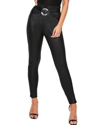 Missguided Harness Detail Faux Leather Leggings