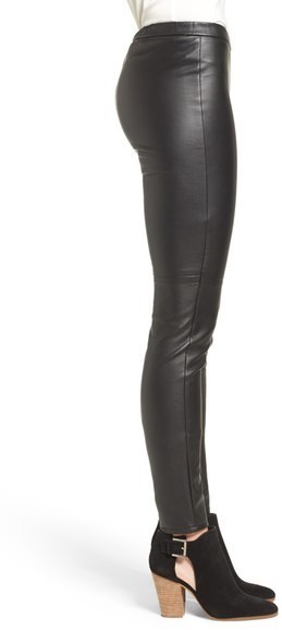 MICHAEL Michael Kors Zip Front Leather Leggings (Black) Women's Clothing -  ShopStyle