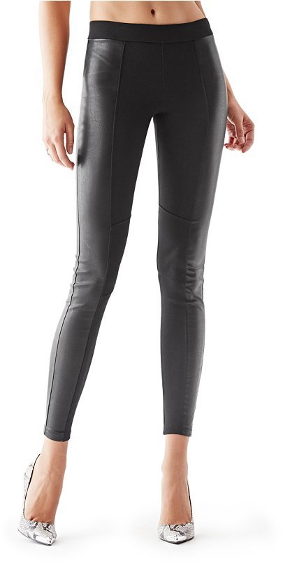 Athleta Mix Media Gleam High Waisted Black Faux Leather Front Panel Leggings  | Panel leggings, Black faux leather, Black faux leather leggings