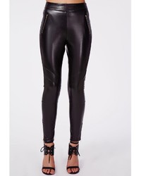 Missguided Faux Leather Skinny Trousers Black