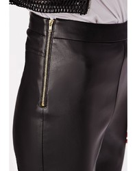 Missguided Perri Faux Leather Side Zip Trousers Black