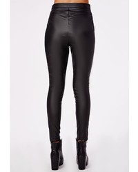 Missguided Perri Faux Leather Side Zip Trousers Black