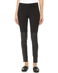 Vince Mixed Media Leather Trimmed Leggings