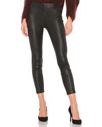 Alexander Wang T By Crop Leather Legging In Black Size 2