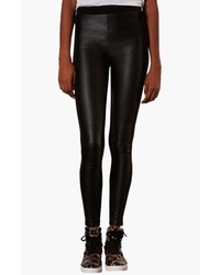 Topshop Women Black Faux Leather leggings, Side Zip, Women's Size