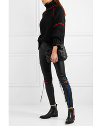 Alexander McQueen Whipstitched Stretch Leather Leggings Black