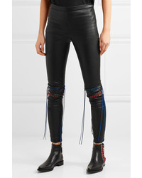 Alexander McQueen Whipstitched Stretch Leather Leggings Black