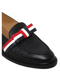 Thom Browne 20mm Striped Bow Pebble Leather Loafers