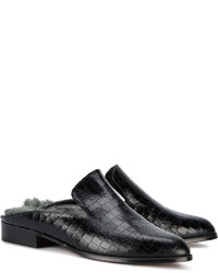 Robert Clergerie Alice Croco Effect Shearling Mules