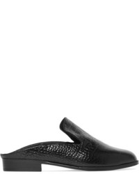 Robert Clergerie Alicek Croc Effect Leather Slippers Black