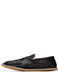 Dries Van Noten Black Crinkled Leather Loafers