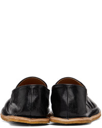 Dries Van Noten Black Crinkled Leather Loafers