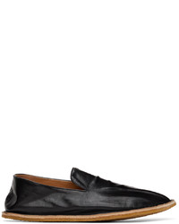 Dries Van Noten Black Crinkled Leather Loafers