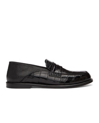 Loewe Black Croc Convertible Slip On Loafers