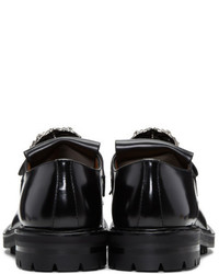 Alexander McQueen Black Engraved Buckle Loafers