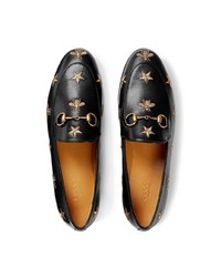 Gucci Black Gold Jordaan Leather Loafers