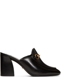 Gucci Black Heeled Slip On Loafers