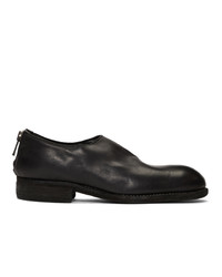 Guidi Black Horse Back Zip Loafers