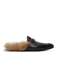 Gucci Black Horsebit Princetown Slip On Loafers