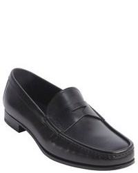 Prada Black Leather Penny Loafers