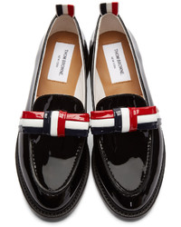 Thom Browne Black Patent Leather Bow Loafers