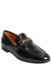 Gucci Black Patent Leather Horsebit Penny Strap Loafers