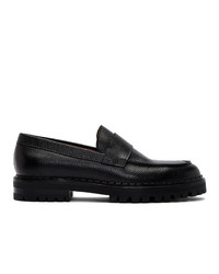 Lanvin Black Pebbled Loafers