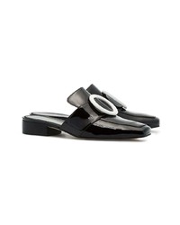 Dorateymur Black Petrol Shadow Patent Leather Backless Loafers
