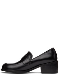 AMOMENTO Black Round Penny Loafers