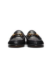 Gucci Black Slip On Roos Loafers