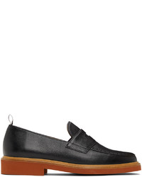 Thom Browne Black Tan Pebbled Penny Loafers