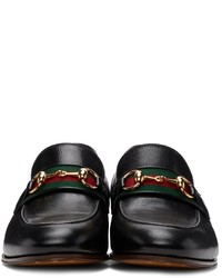Gucci Black Web Horsebit Loafers