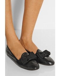 Lanvin Bow Embellished Leather Loafers