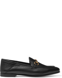 Gucci Brixton Horsebit Detailed Leather Collapsible Heel Loafers Black