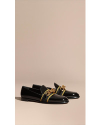 Burberry Chain Detail Leather Loafers