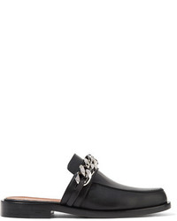 Givenchy Chain Trimmed Leather Slippers Black
