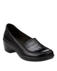 Clarks May Thistle Leather Loafers Black