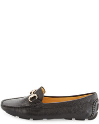 Neiman Marcus Daize Leather Flat Loafer Black