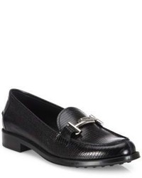 Tod's Double T Stamped Lizard Loafers