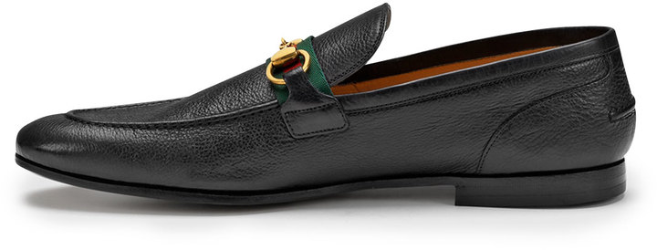 black leather horsebit loafers