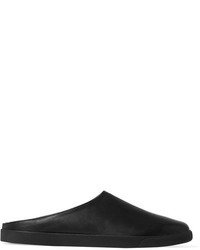 The Row Eric Leather Slippers Black