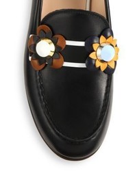 Fendi Flowerland Leather Loafers